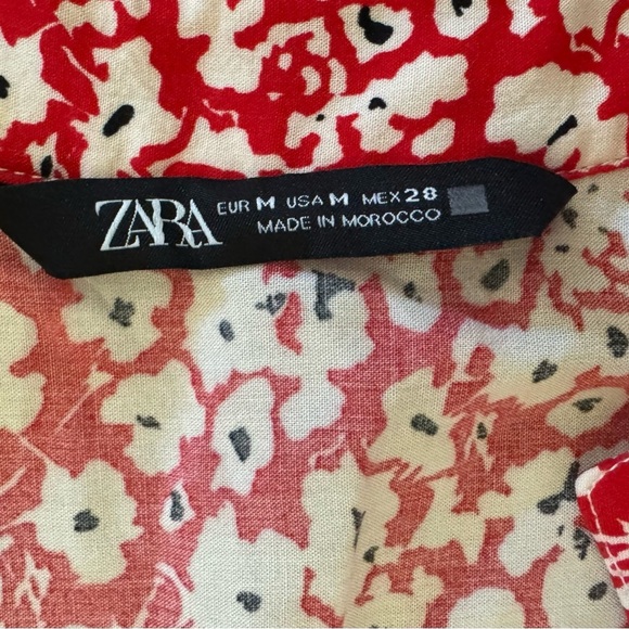 Zara Ditsy Floral V Neck Flowy Short Sleeve Tiered Midi Knee Length Dress,Size M - Picture 10 of 12